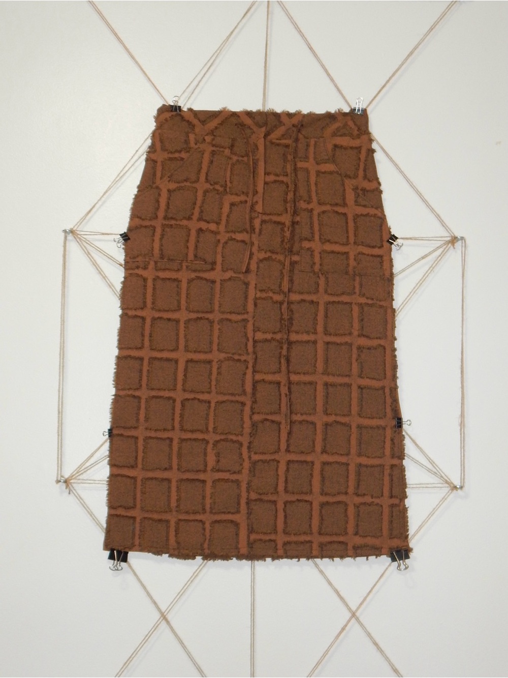 Raw-Edge Grid Wrap Skirt